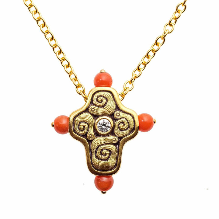 18k Flora Cross Diamond Pendant Mounting - M-150MD15-Alex Sepkus-Renee Taylor Gallery