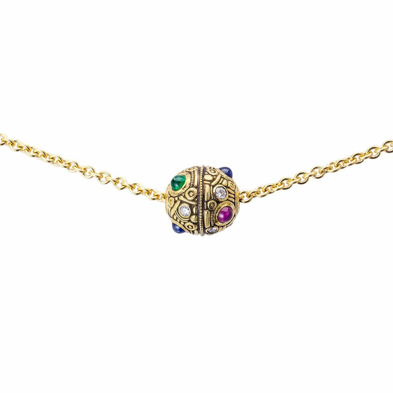 18K Colored Stone & Diamond Ball Pendant & Chain - M-2N-Alex Sepkus-Renee Taylor Gallery