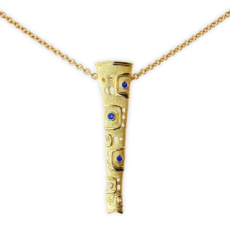 18K Ribbon Blue Sapphire & Diamond Pendant - M-32S-Alex Sepkus-Renee Taylor Gallery