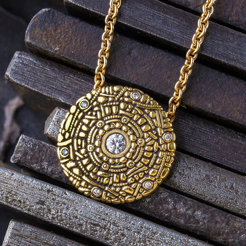 18K Shield Diamond Pendant - M-4519-Alex Sepkus-Renee Taylor Gallery