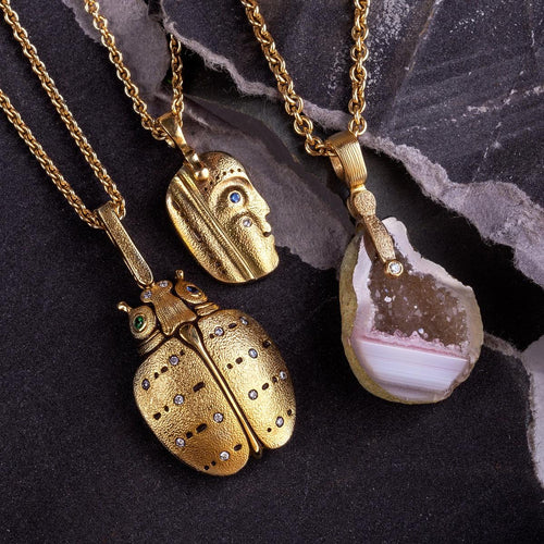 18K Till We Have Faces Sapphire & Diamond Pendant & Chain - M-131S15-Alex Sepkus-Renee Taylor Gallery