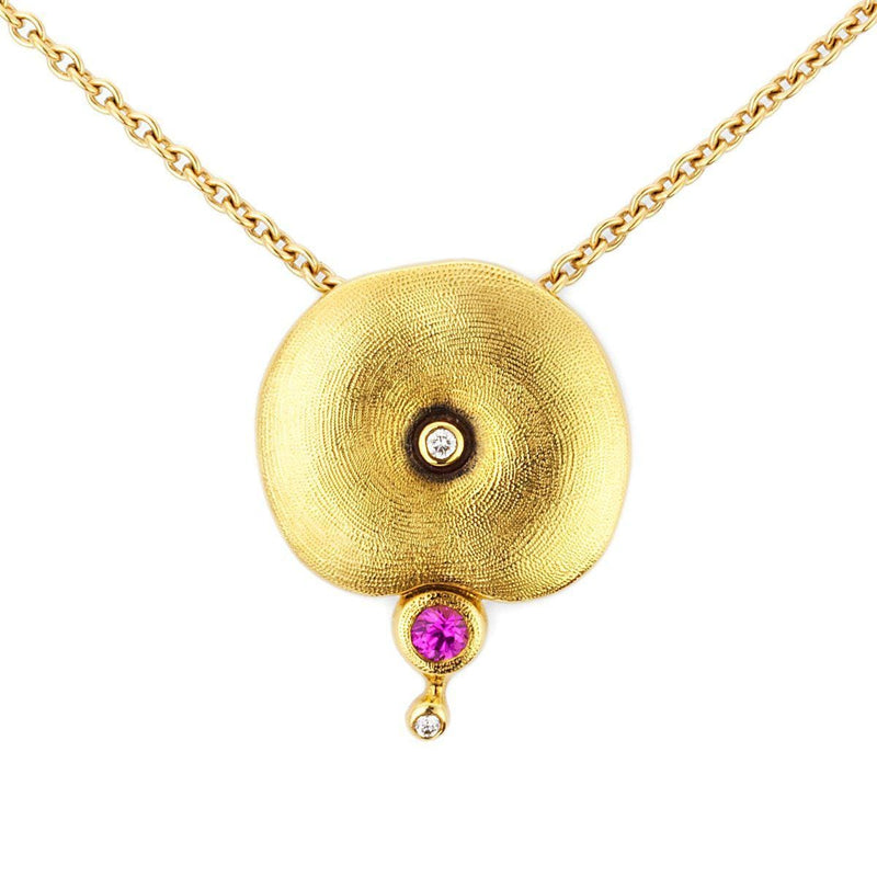 18K Orchard Pink Sapphire & Diamond Pendant & Chain - M-51S-Alex Sepkus-Renee Taylor Gallery