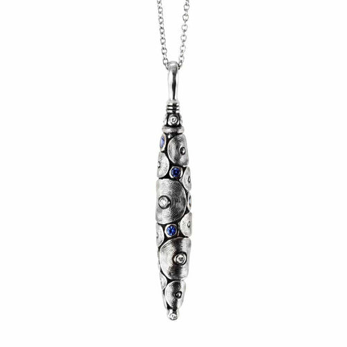 Platinum Shark Blue Sapphire & Diamond Pendant & Chain - M-88PS1.1P-Alex Sepkus-Renee Taylor Gallery