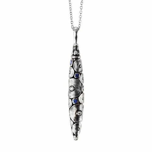 Platinum Shark Blue Sapphire & Diamond Pendant & Chain - M-88PS-Alex Sepkus-Renee Taylor Gallery