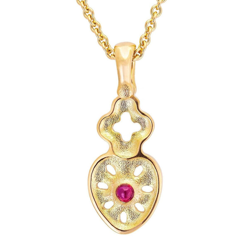 18K Sacred Heart Ruby Pendant & Chain - M-14015-Alex Sepkus-Renee Taylor Gallery