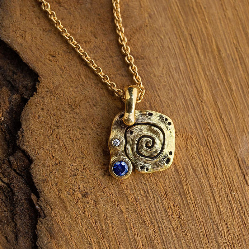 18K Gold "Flora" Sapphire & Diamond Pendant - M-106S Sapphire-Alex Sepkus-Renee Taylor Gallery