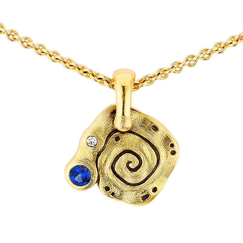 18K Gold "Flora" Sapphire & Diamond Pendant - M-106S Sapphire-Alex Sepkus-Renee Taylor Gallery
