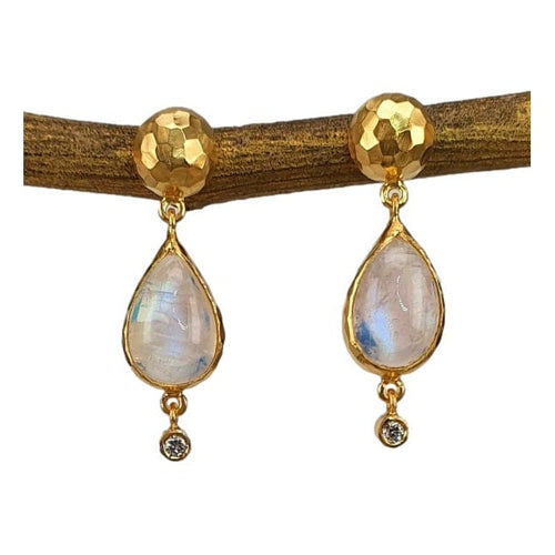 Marika Rainbow Moonstone & Diamond 14k Gold Earrings - M8466-Marika-Renee Taylor Gallery