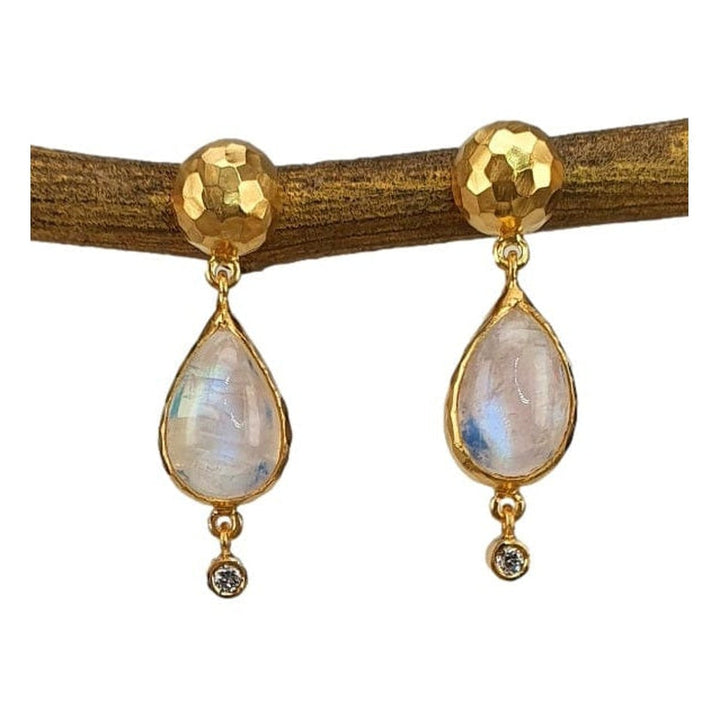 14K Gold, Rainbow Moonstone & Diamond Earrings - M8466-Marika-Renee Taylor Gallery