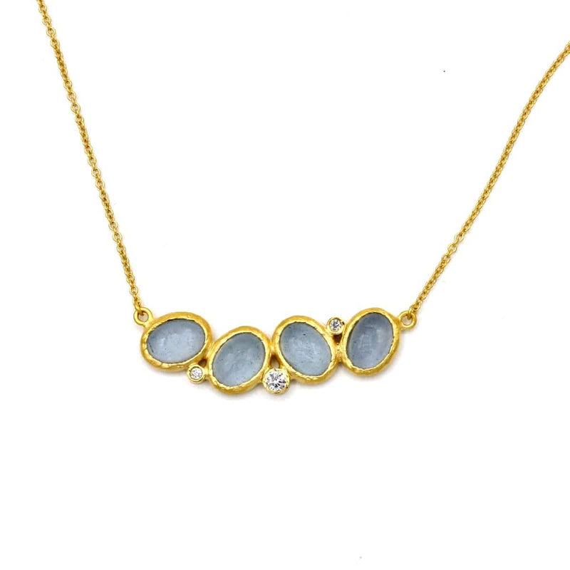 14K Gold, Aquamarine & Diamond Necklace - M6877-Marika-Renee Taylor Gallery