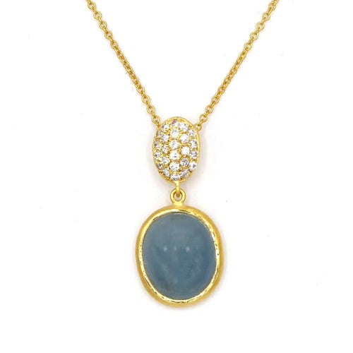 14K Gold, Diamond & Aquamarine Necklace - M6935-Marika-Renee Taylor Gallery