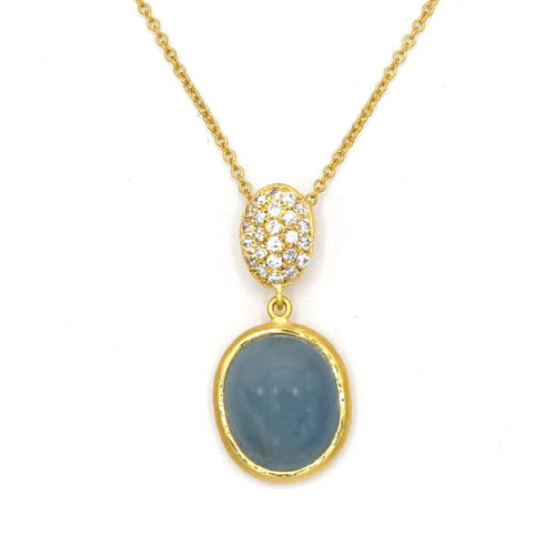 Marika Diamond, AquaMrine & 14k Gold Necklace - M6935-Marika-Renee Taylor Gallery
