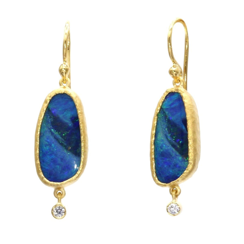 Marika Diamond, Blue Opal & 14k Gold Earrings - MA7208-Marika-Renee Taylor Gallery