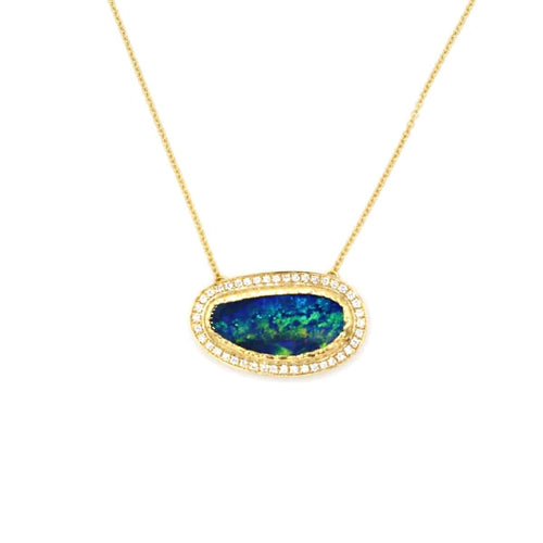 Marika Diamond, Blue Opal & 14k Gold Necklace - M7232-Marika-Renee Taylor Gallery