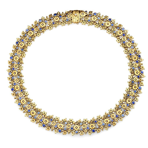 18K Lace Blue Mix Sapphire & Diamond Necklace - N-34S-Alex Sepkus-Renee Taylor Gallery