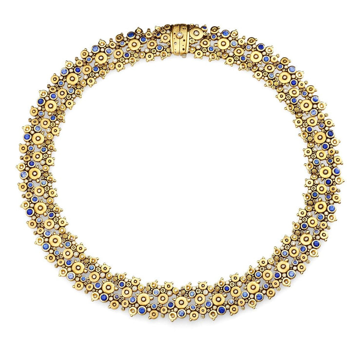 18K Lace Blue Mix Sapphire & Diamond Necklace - N-34S-Alex Sepkus-Renee Taylor Gallery