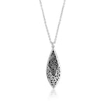 Sterling Silver Granulated & Handcarved Drop Necklace - NB6864-16355-Lois Hill-Renee Taylor Gallery