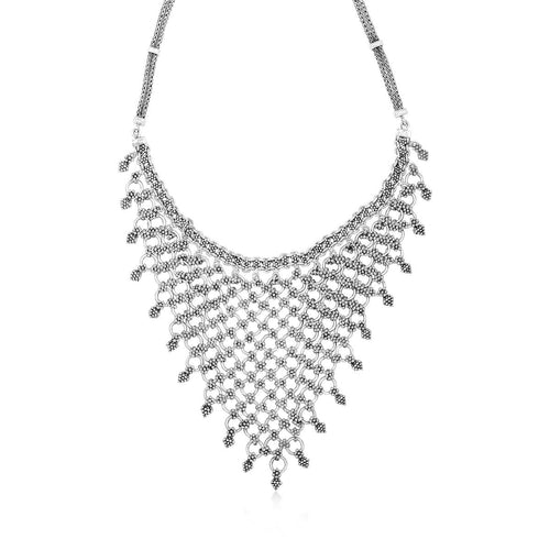 Sterling Silver Classic Granulated Bib Necklace - NP8155-15448-Lois Hill-Renee Taylor Gallery