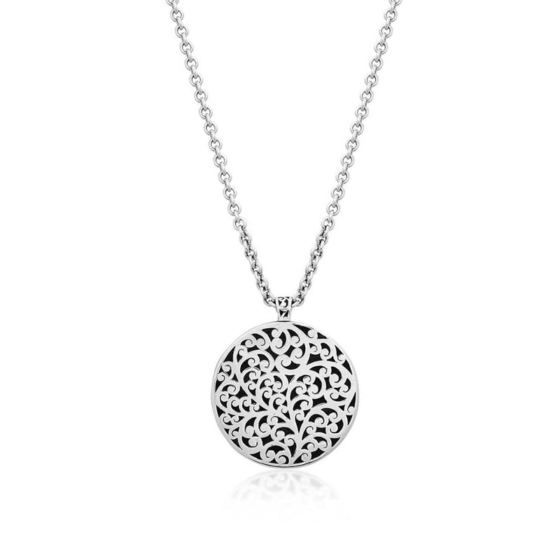 Sterling Silver Classic Double-Sided Signature Scroll Round Necklace - NU6867-32155-Lois Hill-Renee Taylor Gallery