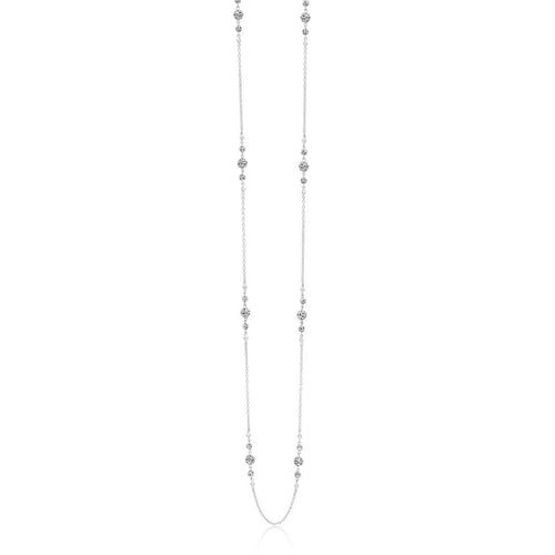 Sterling Silver Classic Carved Bead Station Necklace - NU7343-36148-Lois Hill-Renee Taylor Gallery