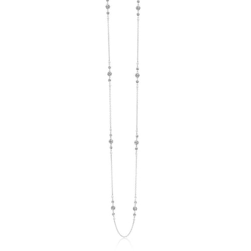 Sterling Silver Classic Carved Bead Station Necklace - NU7343-36148-Lois Hill-Renee Taylor Gallery