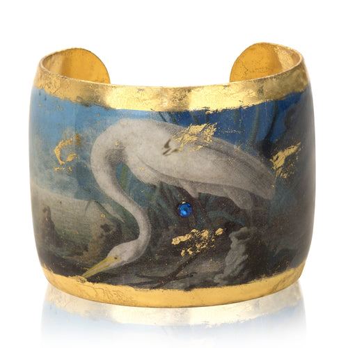 Great Egret Blue 2" Gold Cuff - NYR101-Evocateur-Renee Taylor Gallery