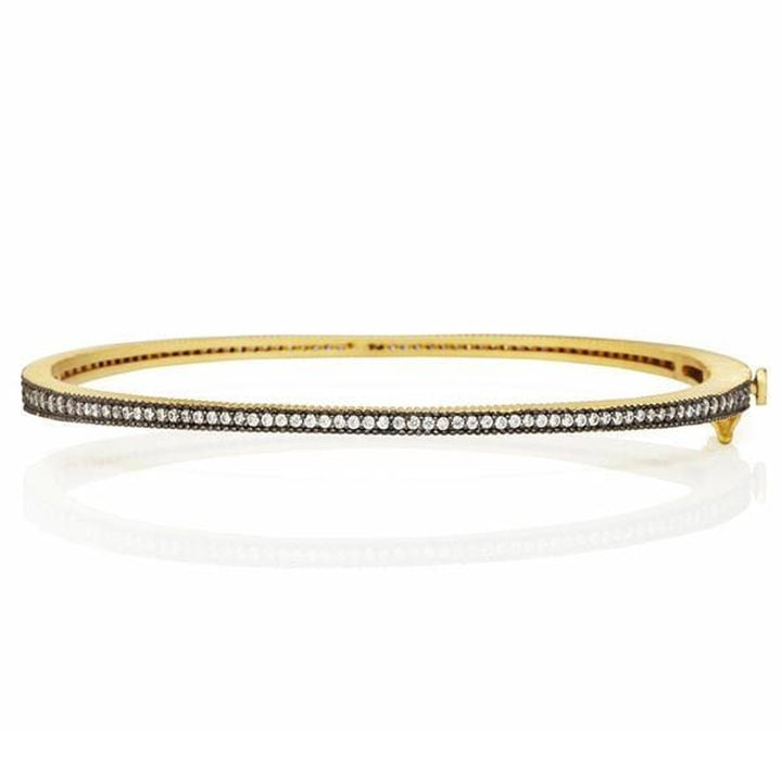 Signature The Classic Pavé Hinge Bangle in Black Gold and 14K Gold on Sterling Silver - YRZB080047B-HG-Freida Rothman-Renee Taylor Gallery