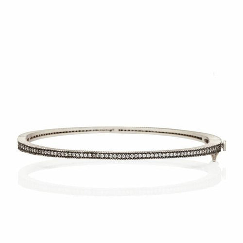 Signature Thin Pavé Hinge Bangle - YRZB080047B-HG-Freida Rothman-Renee Taylor Gallery