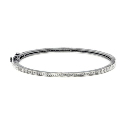 Signature The Classic Pavé Hinge Bangle in Platinum and Black Gold on Sterling Silver - PRZB080047B-HG-1-Freida Rothman-Renee Taylor Gallery
