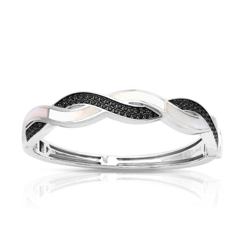 Pirouette White Mother-of-Pearl & Black Bangle-Belle Etoile-Renee Taylor Gallery
