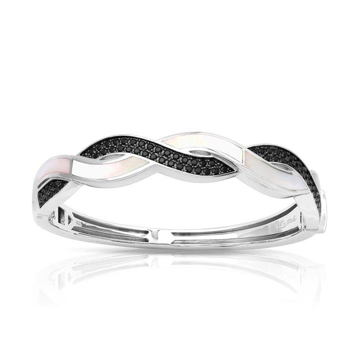 Pirouette White Mother-of-Pearl & Black Bangle-Belle Etoile-Renee Taylor Gallery