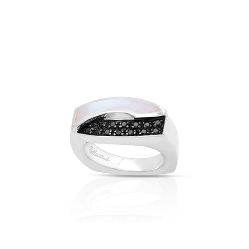 Pirouette White Mother-of-Pearl & Black Ring-Belle Etoile-Renee Taylor Gallery