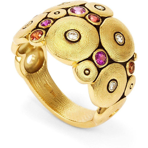 18K Orchard Orange Pink Mix Sapphire & Diamond Ring - R-111S-Alex Sepkus-Renee Taylor Gallery