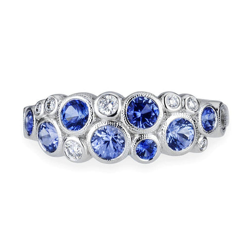 Platinum Blue Sapphire & Diamond Ring - R-113PS-Alex Sepkus-Renee Taylor Gallery