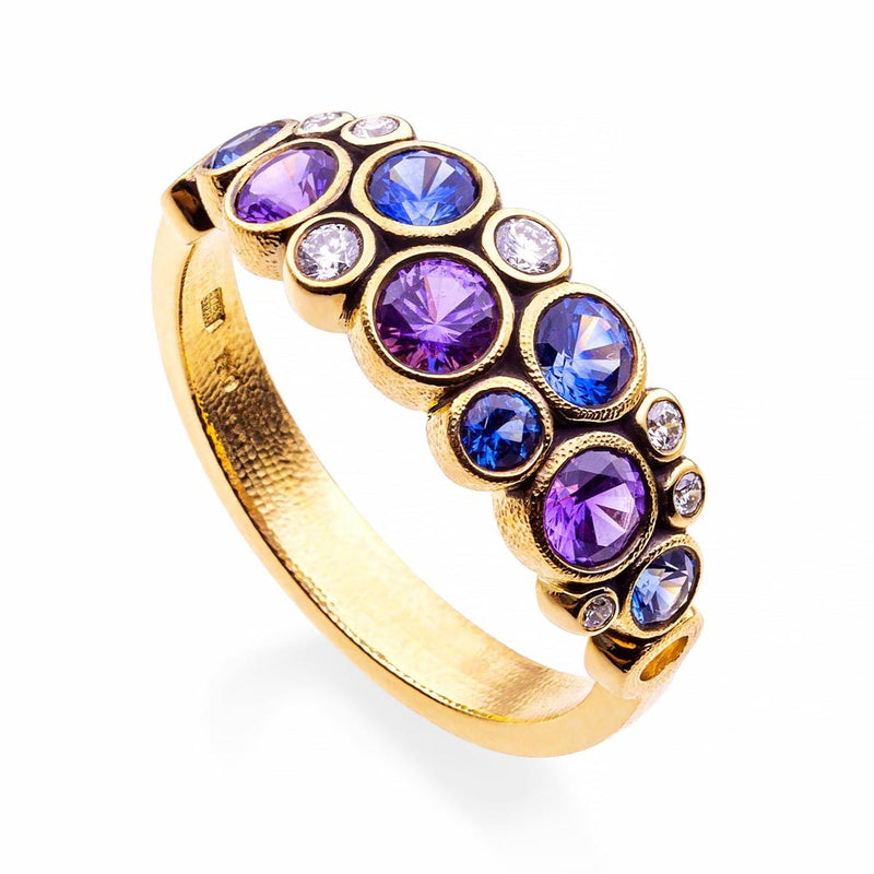 18K Vivid Violet Mix Sapphire & Diamond Ring - R-113S-Alex Sepkus-Renee Taylor Gallery