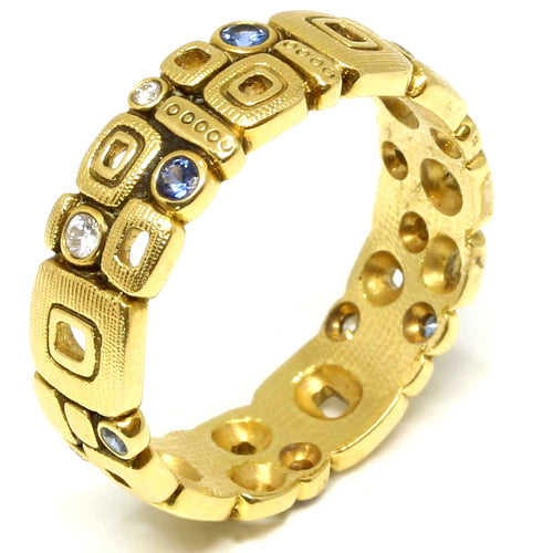 18K Little Windows Blue Sapphire & Diamond Band - R-118DS-Alex Sepkus-Renee Taylor Gallery