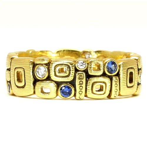 18K Little Windows Blue Sapphire & Diamond Band - R-118DS-Alex Sepkus-Renee Taylor Gallery