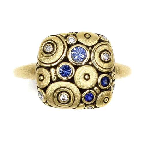 18K Soft Mosaic 2 Blue Sapphire and Diamond Ring - R-130S-Alex Sepkus-Renee Taylor Gallery