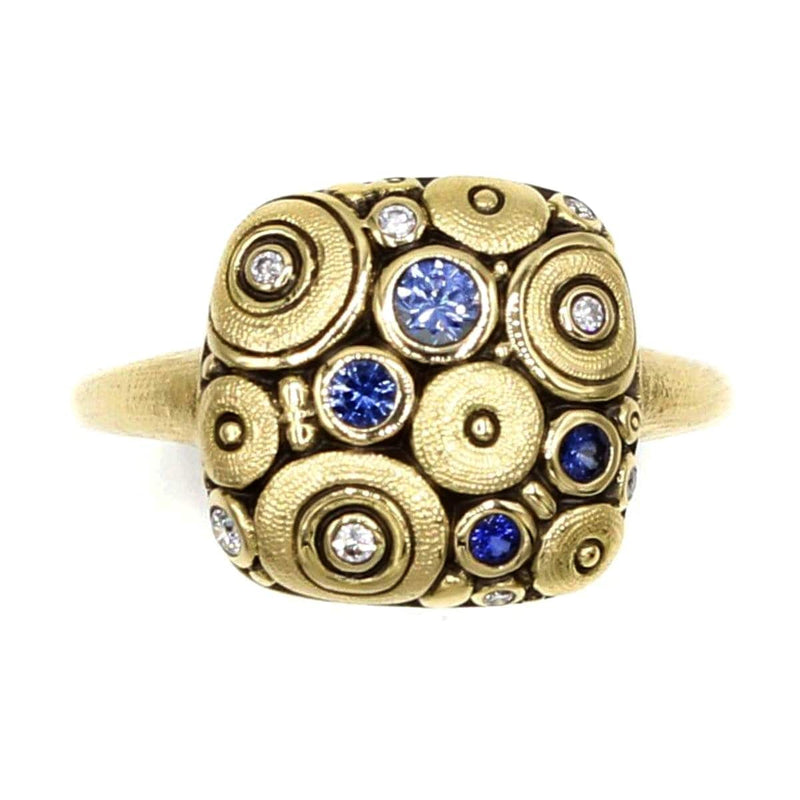 18K Soft Mosaic 2 Blue Sapphire and Diamond Ring - R-130S-Alex Sepkus-Renee Taylor Gallery