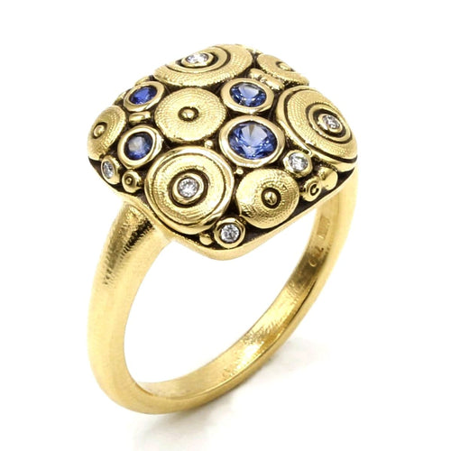 18K Soft Mosaic 2 Blue Sapphire and Diamond Ring - R-130S-Alex Sepkus-Renee Taylor Gallery
