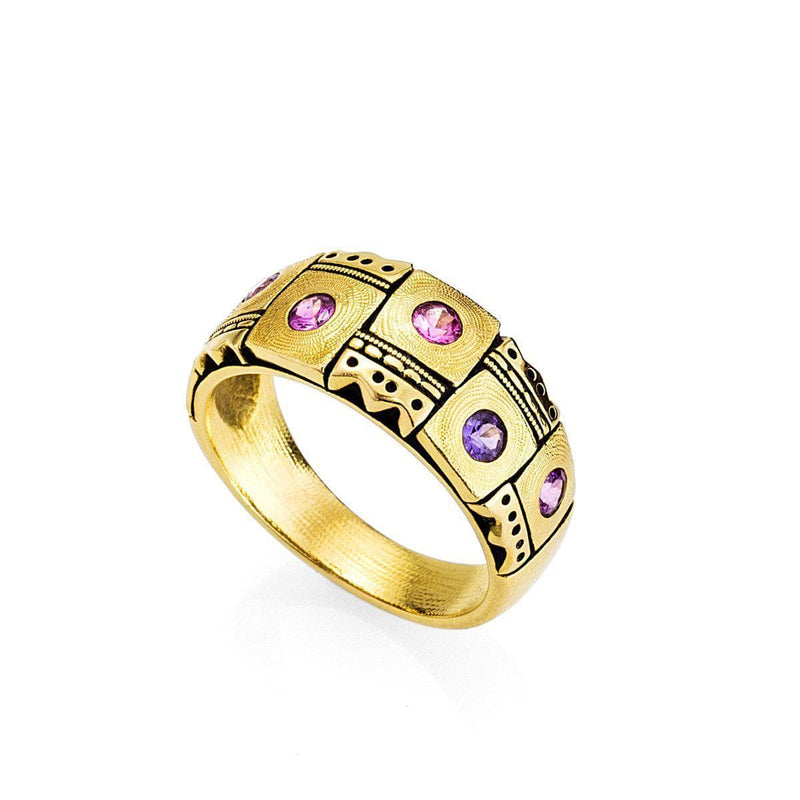 18K Crowned Heads Pink Purple Mix Sapphire Band - R-159S-Alex Sepkus-Renee Taylor Gallery