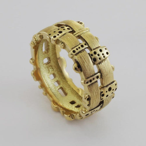 18K "Woven Fence" Ring - R-177A-Alex Sepkus-Renee Taylor Gallery
