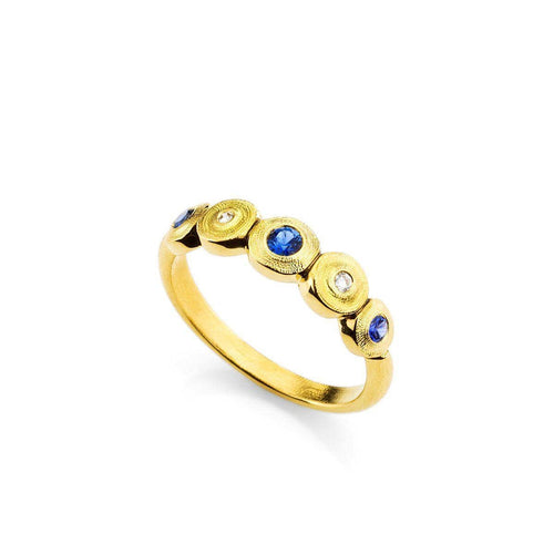 18K Five Seed Blue Sapphire & Diamond Ring - R-210S-Alex Sepkus-Renee Taylor Gallery