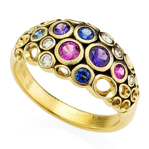 18K Open Work Diamond & Faceted Sapphire Ring - R-68FS-Alex Sepkus-Renee Taylor Gallery