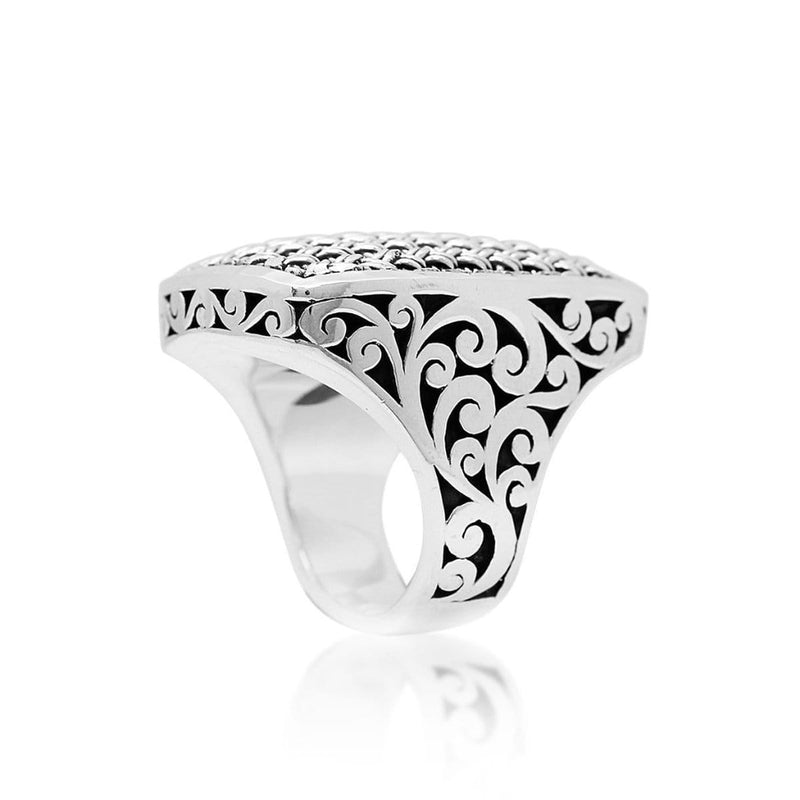Sterling Silver Classic Woven Textile Ring - RU1106-Lois Hill-Renee Taylor Gallery