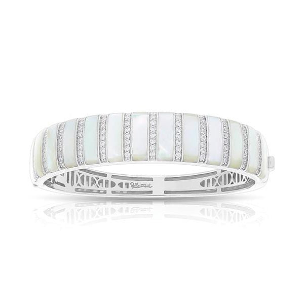 Regal Stripe White Mother of Pearl Bangle-Belle Etoile-Renee Taylor Gallery