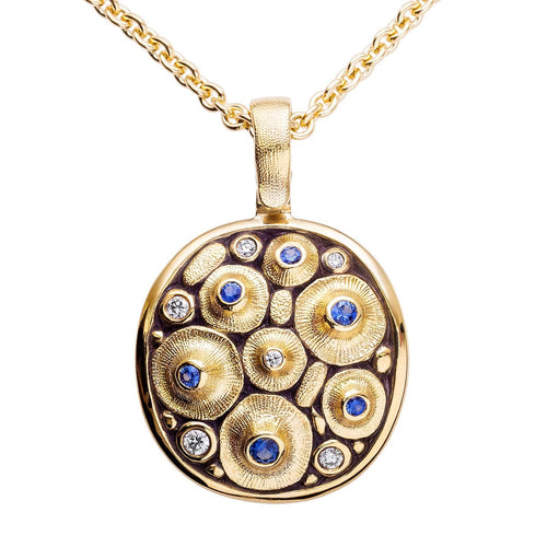18K Volcano Sapphire & Diamond Pendant - M-138S-Alex Sepkus-Renee Taylor Gallery