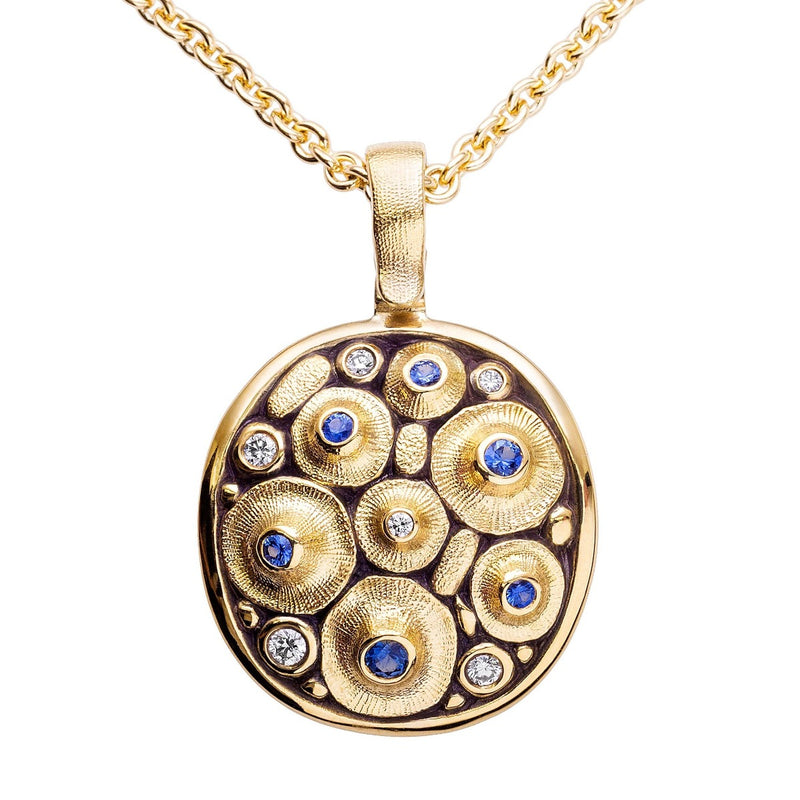 18K Volcano Sapphire & Diamond Pendant - M-138S-Alex Sepkus-Renee Taylor Gallery