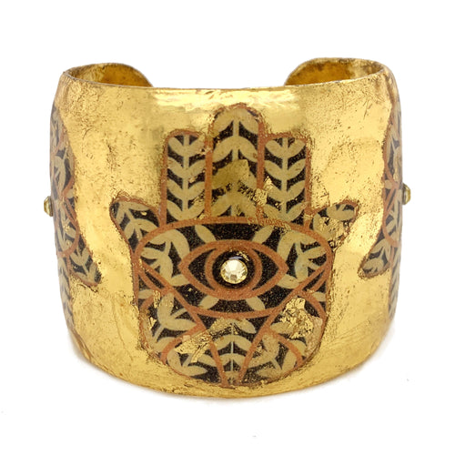 Hamsa 2" Gold Cuff - SL101-Evocateur-Renee Taylor Gallery