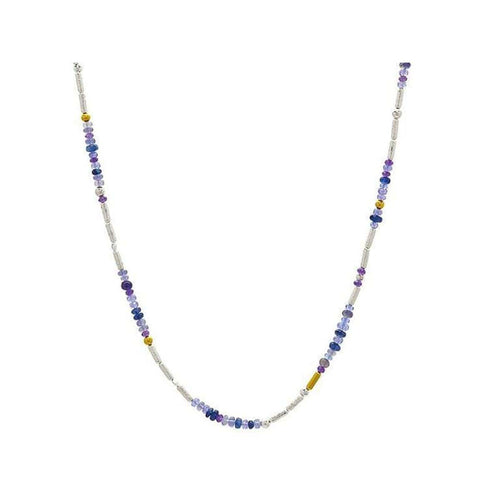 Vertigo Sterling Silver Multi Stone Necklace - SN-RF-MXSMB-MXPR-16-GURHAN-Renee Taylor Gallery